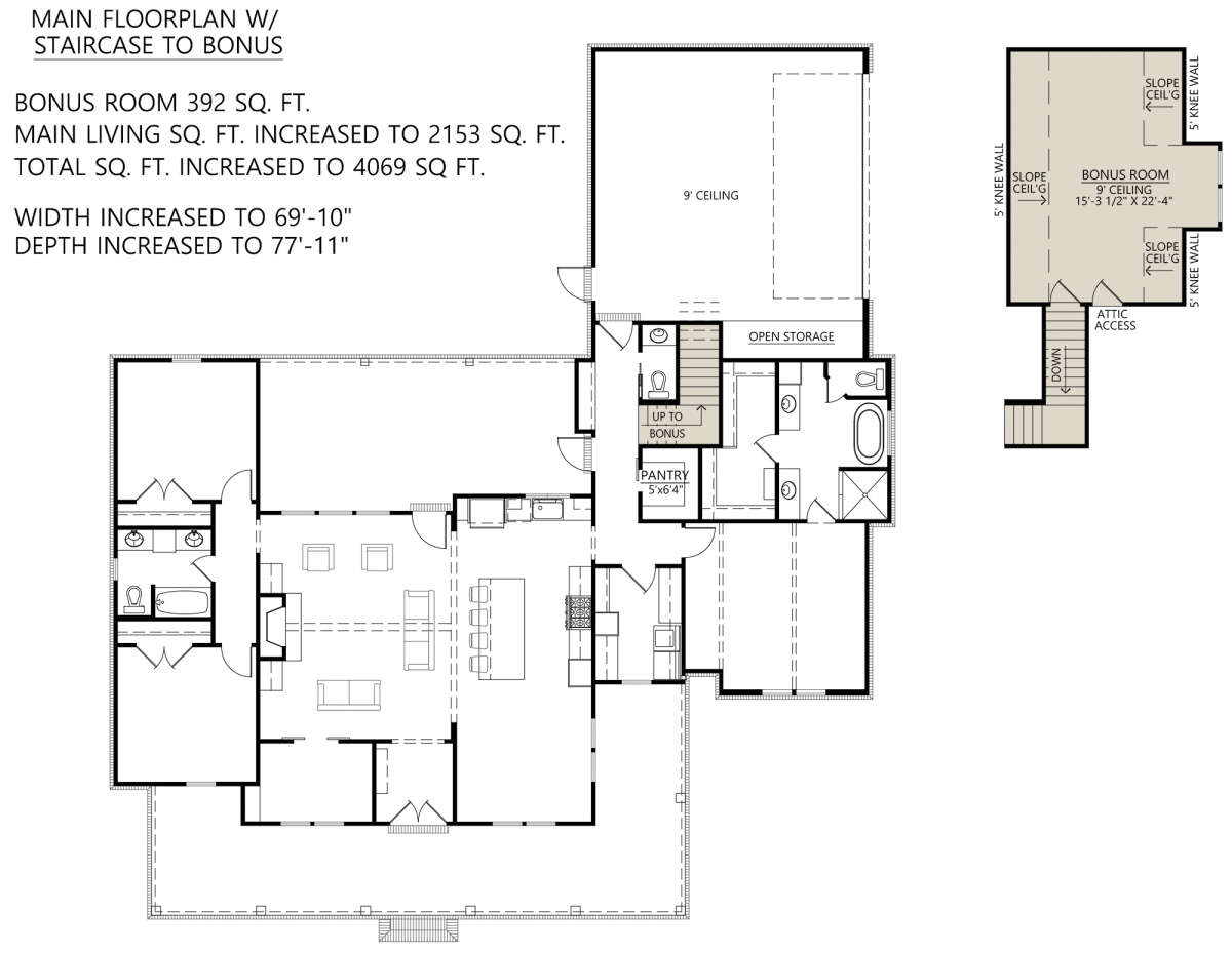 Optional Bonus Room for House Plan #4534-00072