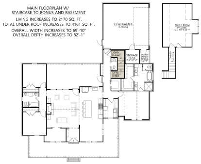Main Floor w/ Basement and Bonus Stairs for House Plan #4534-00072