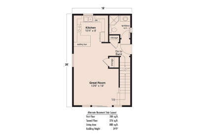 Main Floor w/ Basement Stairs Location for House Plan #035-00996