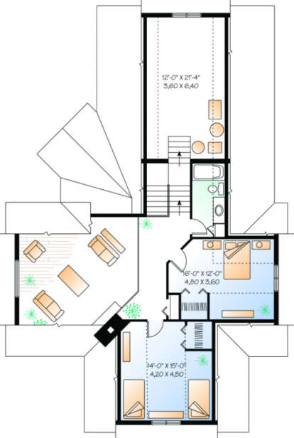 Second Floor for House Plan #034-00014