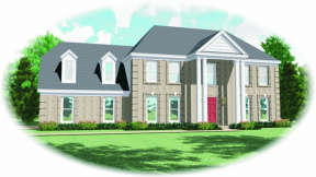 Colonial House Plan #053-00339 Elevation Photo