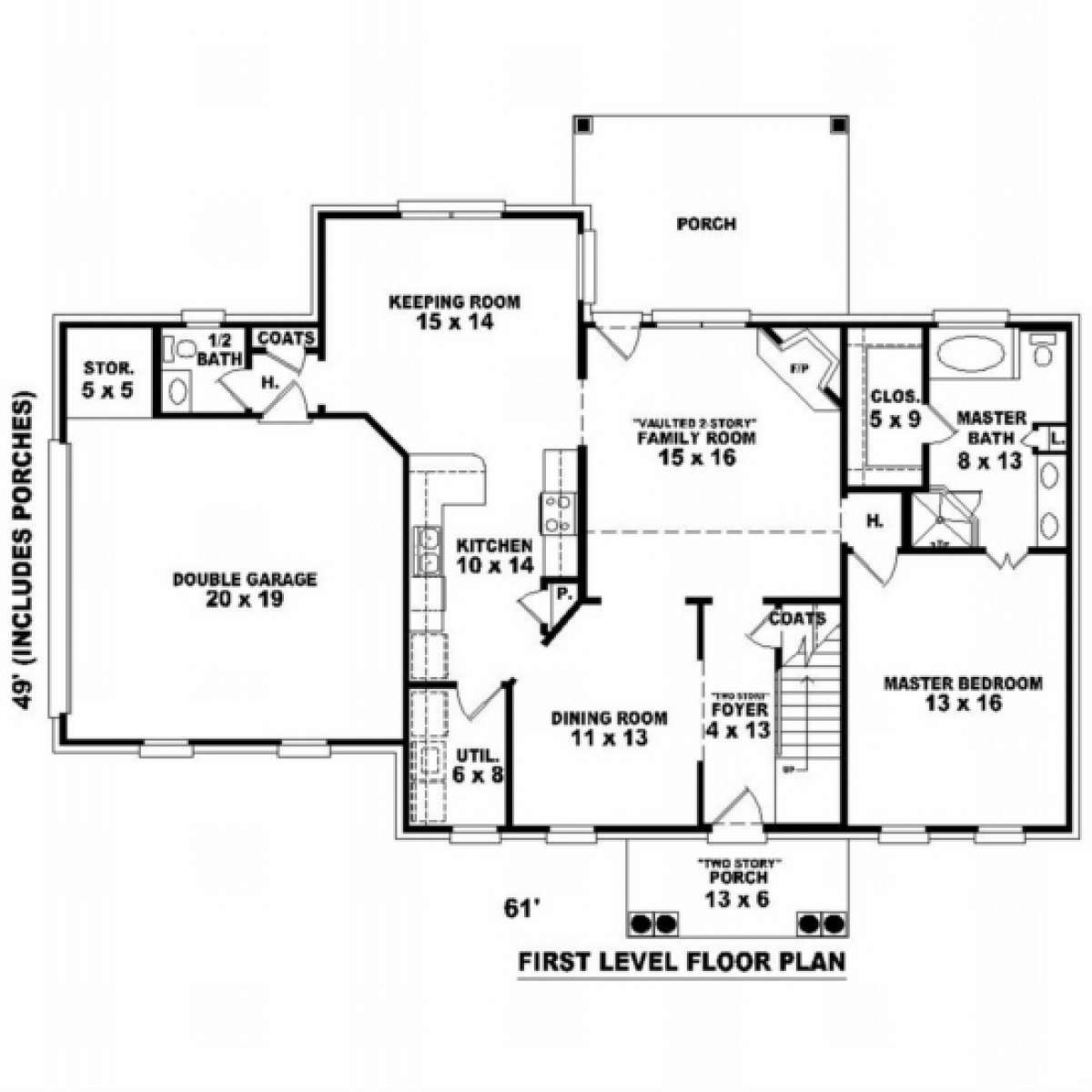 Floorplan 1 for House Plan #053-00339