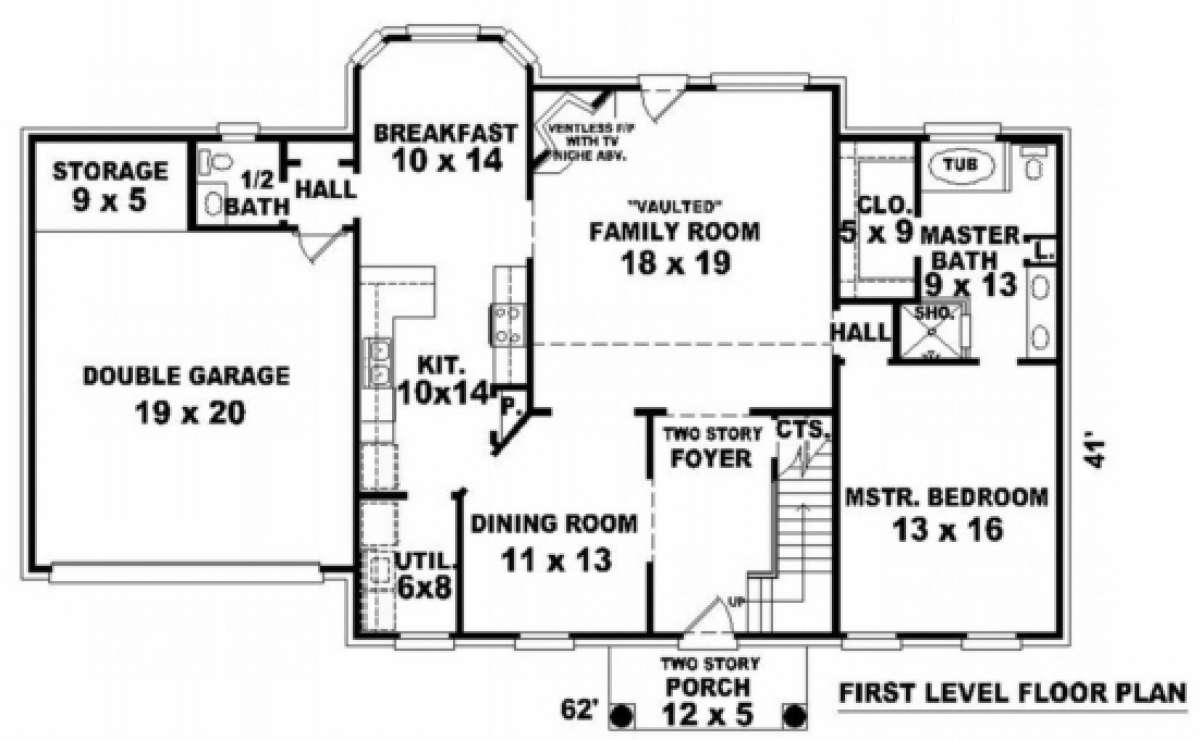 Floorplan 1 for House Plan #053-00341