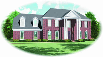 Colonial House Plan #053-00344 Elevation Photo