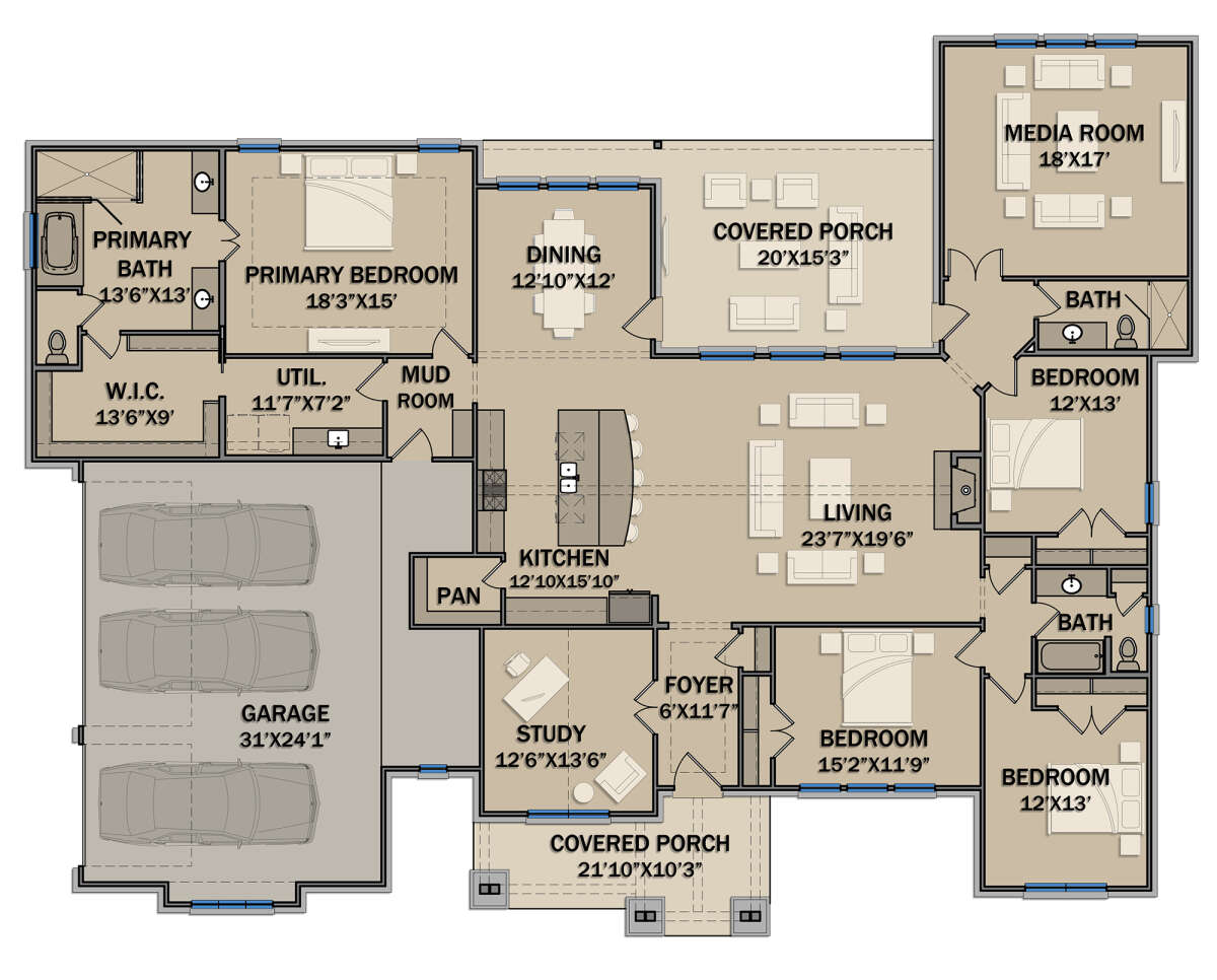 Main Floor  for House Plan #3571-00016