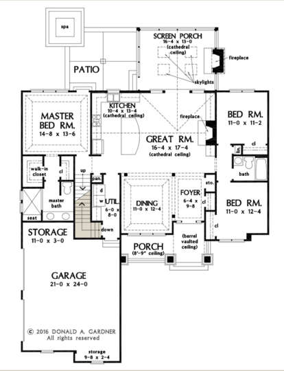 Main Floor w/ Basement Stair Location for House Plan #2865-00028