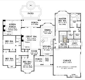 Main Floor w/ Basement Stair Location for House Plan #2865-00031