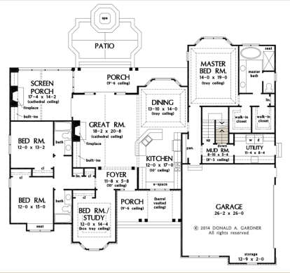 Main Floor w/ Basement Stair Location for House Plan #2865-00031