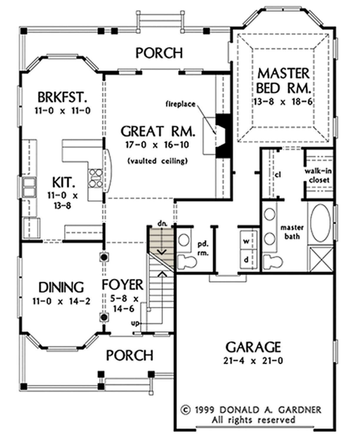 Main Floor w/ Basement Stair Location for House Plan #2865-00032