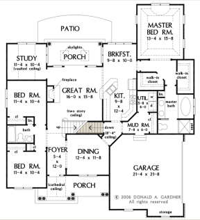 Main Floor w/ Basement Stair Location for House Plan #2865-00035