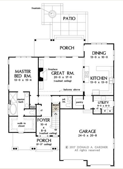 Main Floor w/ Basement Stair Location for House Plan #2865-00036