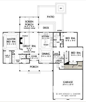 Main Floor w/ Basement Stair Location for House Plan #2865-00038