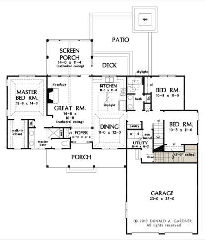Main Floor w/ Basement Stair Location for House Plan #2865-00038