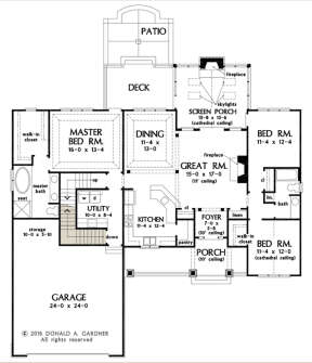 Main Floor w/ Basement Stair Location for House Plan #2865-00039
