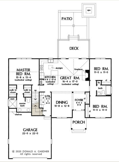 Main Floor w/ Basement Stair Location for House Plan #2865-00043