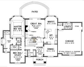 Main Floor w/ Basement Stair Location for House Plan #2865-00044