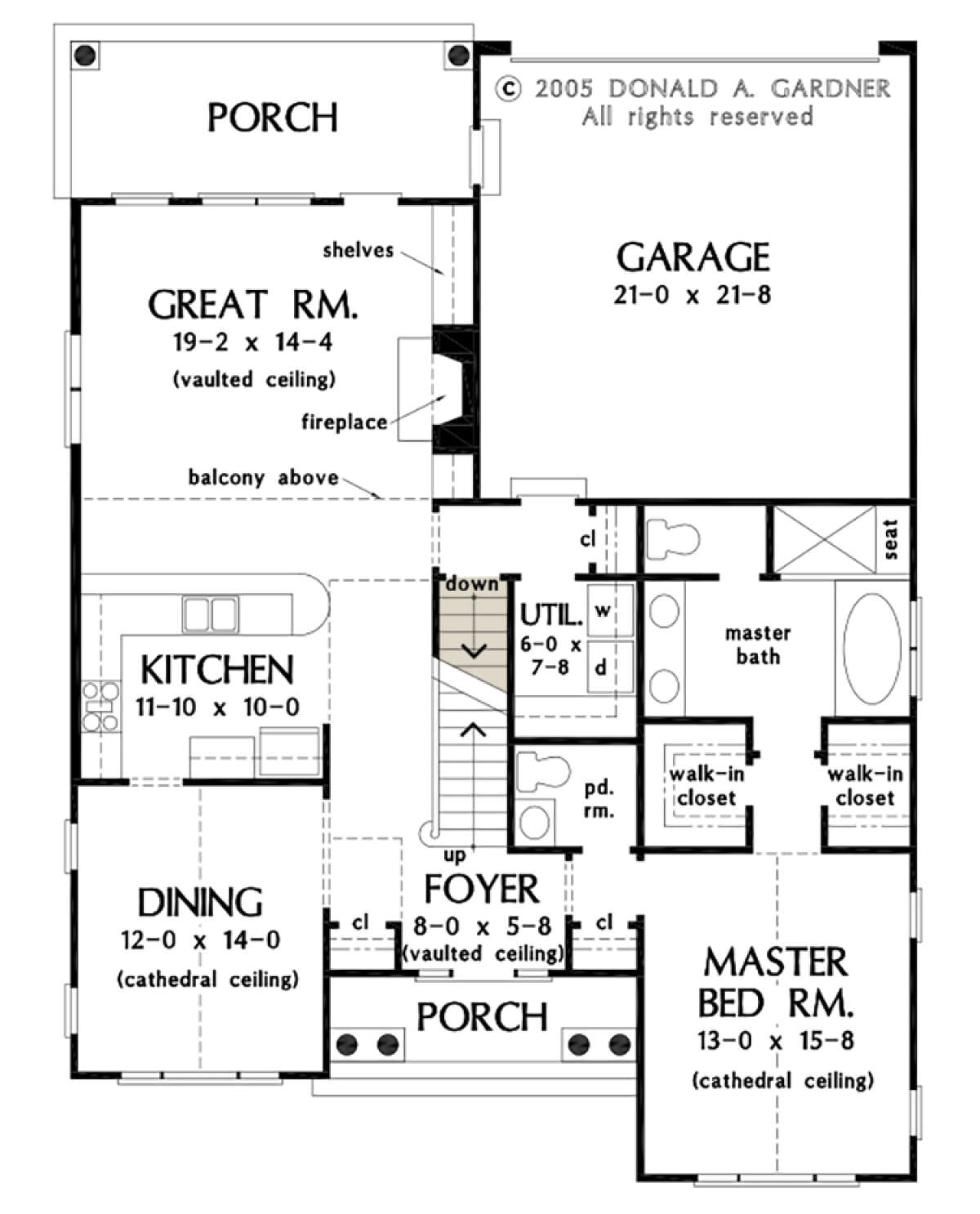 Main Floor w/ Basement Stair Location for House Plan #2865-00045