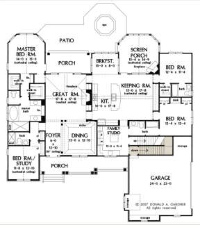 Main Floor w/ Basement Stair Location for House Plan #2865-00046