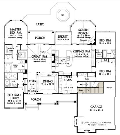 Main Floor w/ Basement Stair Location for House Plan #2865-00046