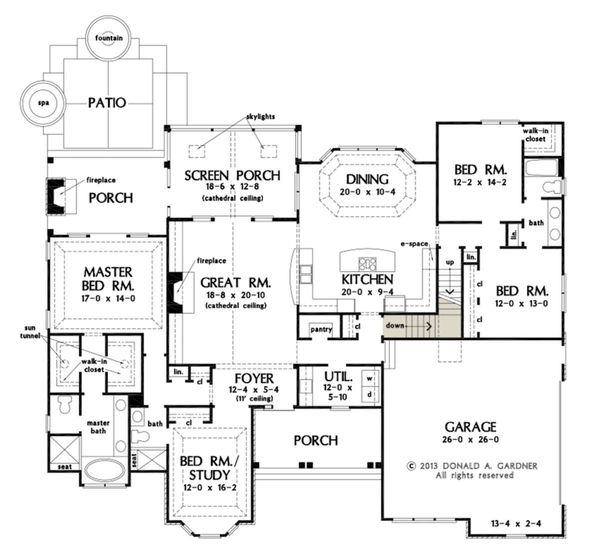 Main Floor w/ Basement Stair Location for House Plan #2865-00047