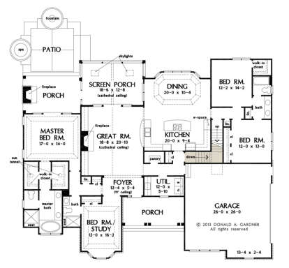 Main Floor w/ Basement Stair Location for House Plan #2865-00047