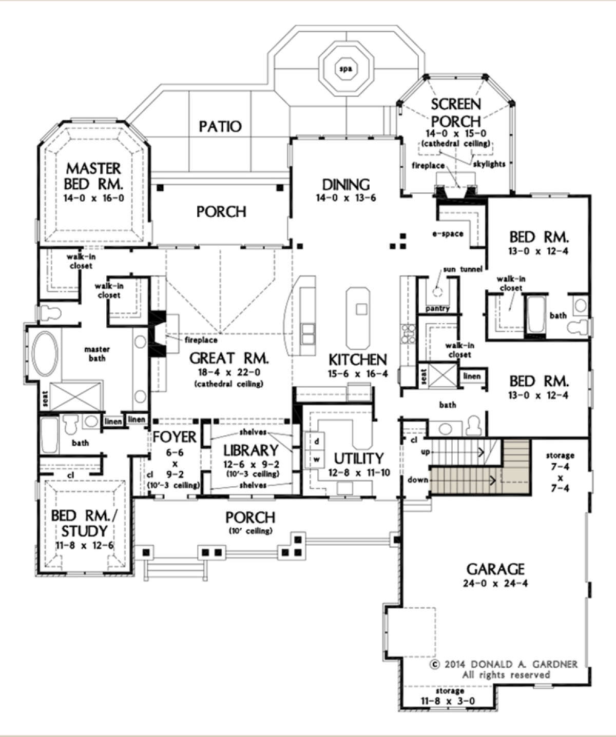 Main Floor w/ Basement Stair Location for House Plan #2865-00049