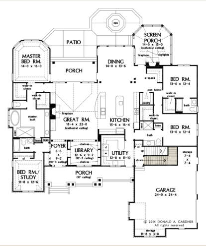 Main Floor w/ Basement Stair Location for House Plan #2865-00049