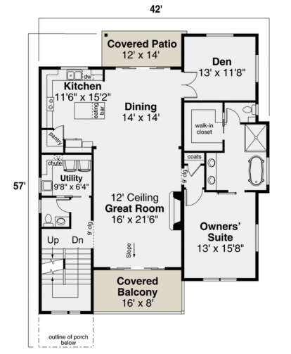 Main Floor for House Plan #035-01001