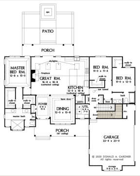 Main Floor w/ Basement Stair Location for House Plan #2865-00052