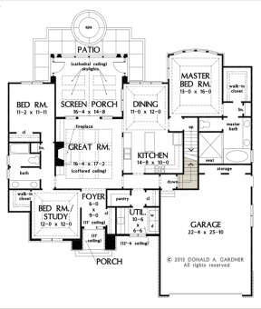 Main Floor w/ Basement Stair Location for House Plan #2865-00053