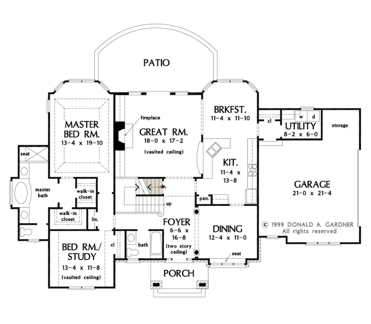 Main Floor w/ Basement Stair Location for House Plan #2865-00054