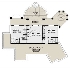 Main Floor w/ Basement Stair Location for House Plan #2865-00055