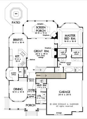 Main Floor w/ Basement Stair Location for House Plan #2865-00056