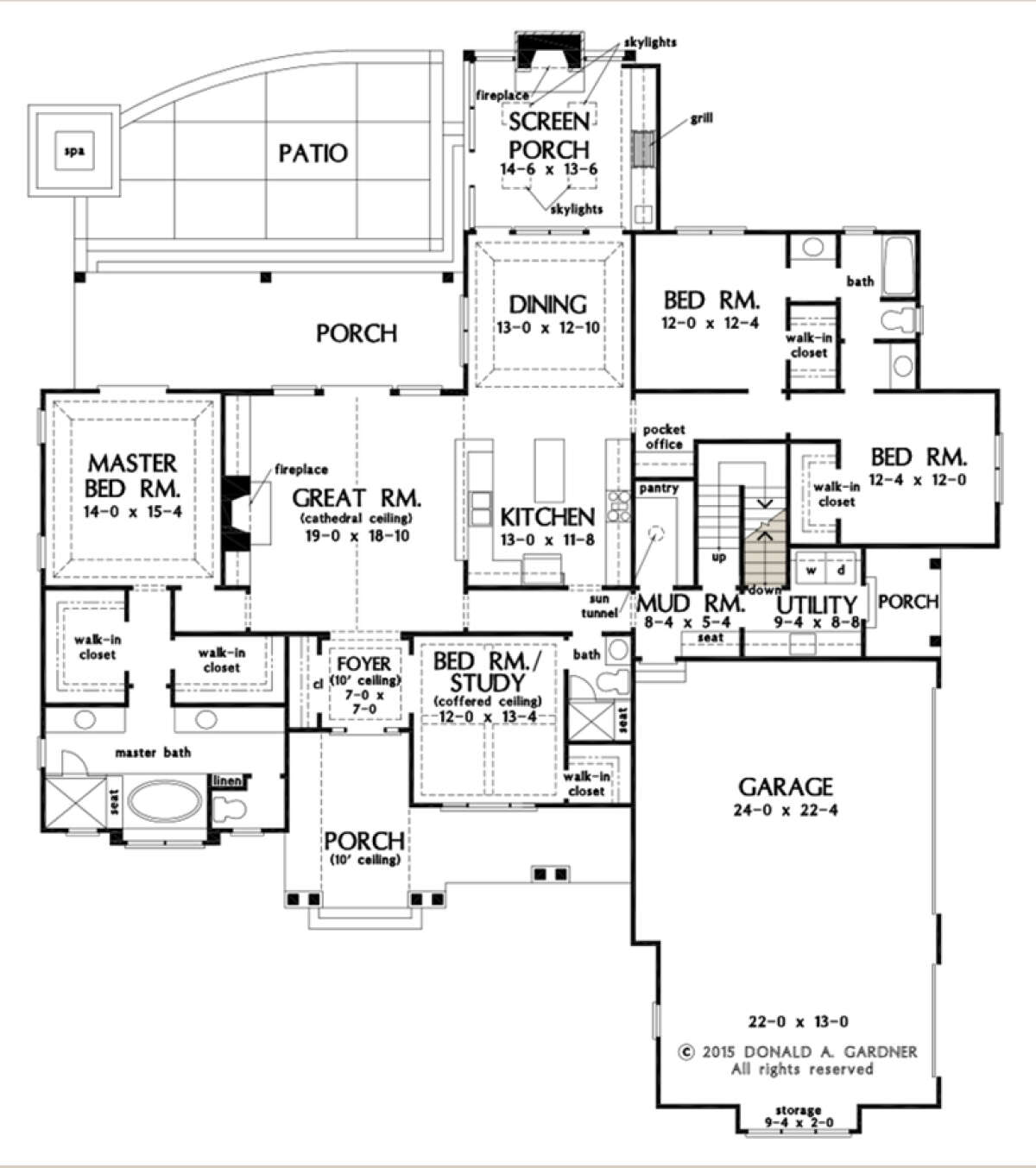 Main Floor w/ Basement Stair Location for House Plan #2865-00057
