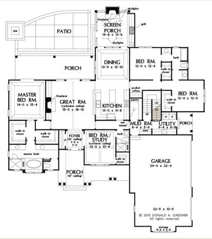 Main Floor w/ Basement Stair Location for House Plan #2865-00057