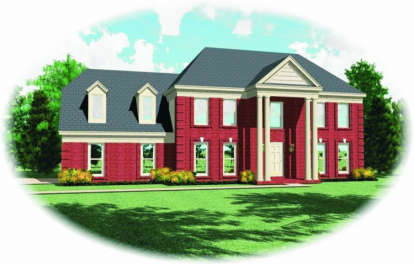 Colonial House Plan #053-00349 Elevation Photo
