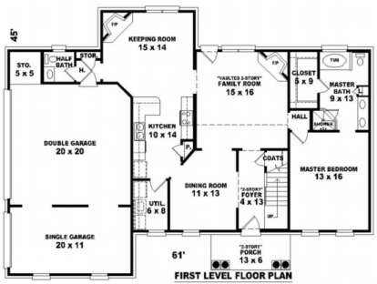 Floorplan 1 for House Plan #053-00349