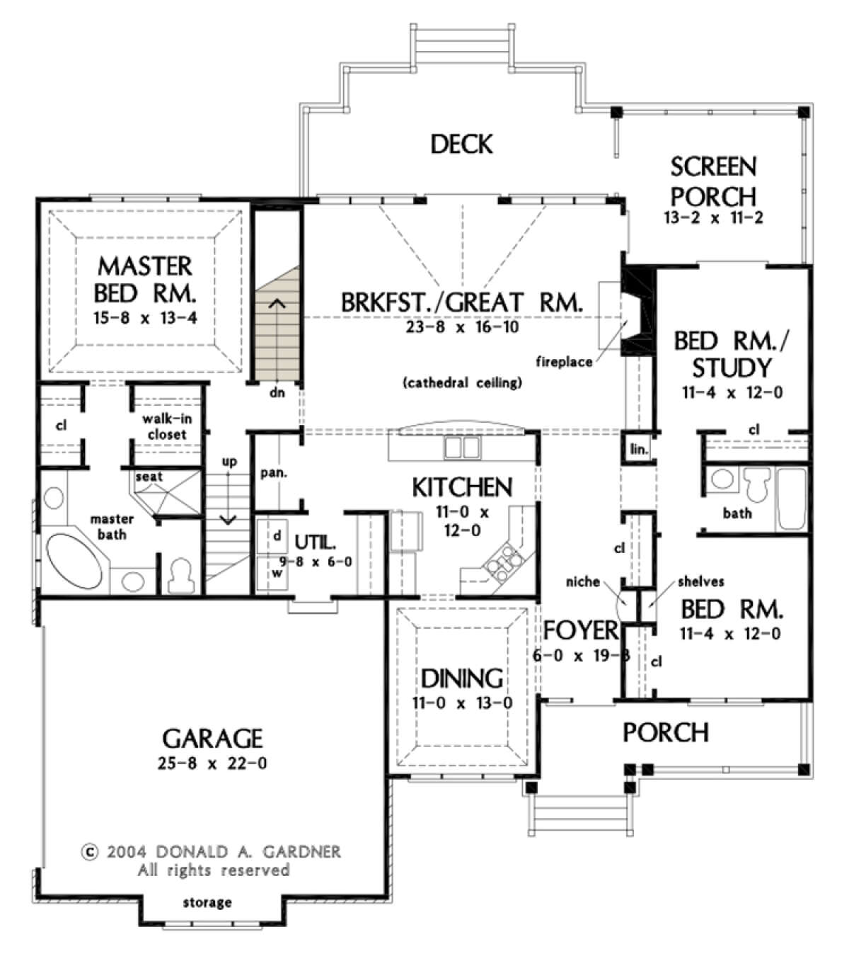 Main Floor w/ Basement Stair Location for House Plan #2865-00062