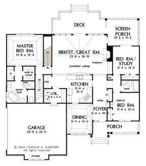 Main Floor w/ Basement Stair Location for House Plan #2865-00062