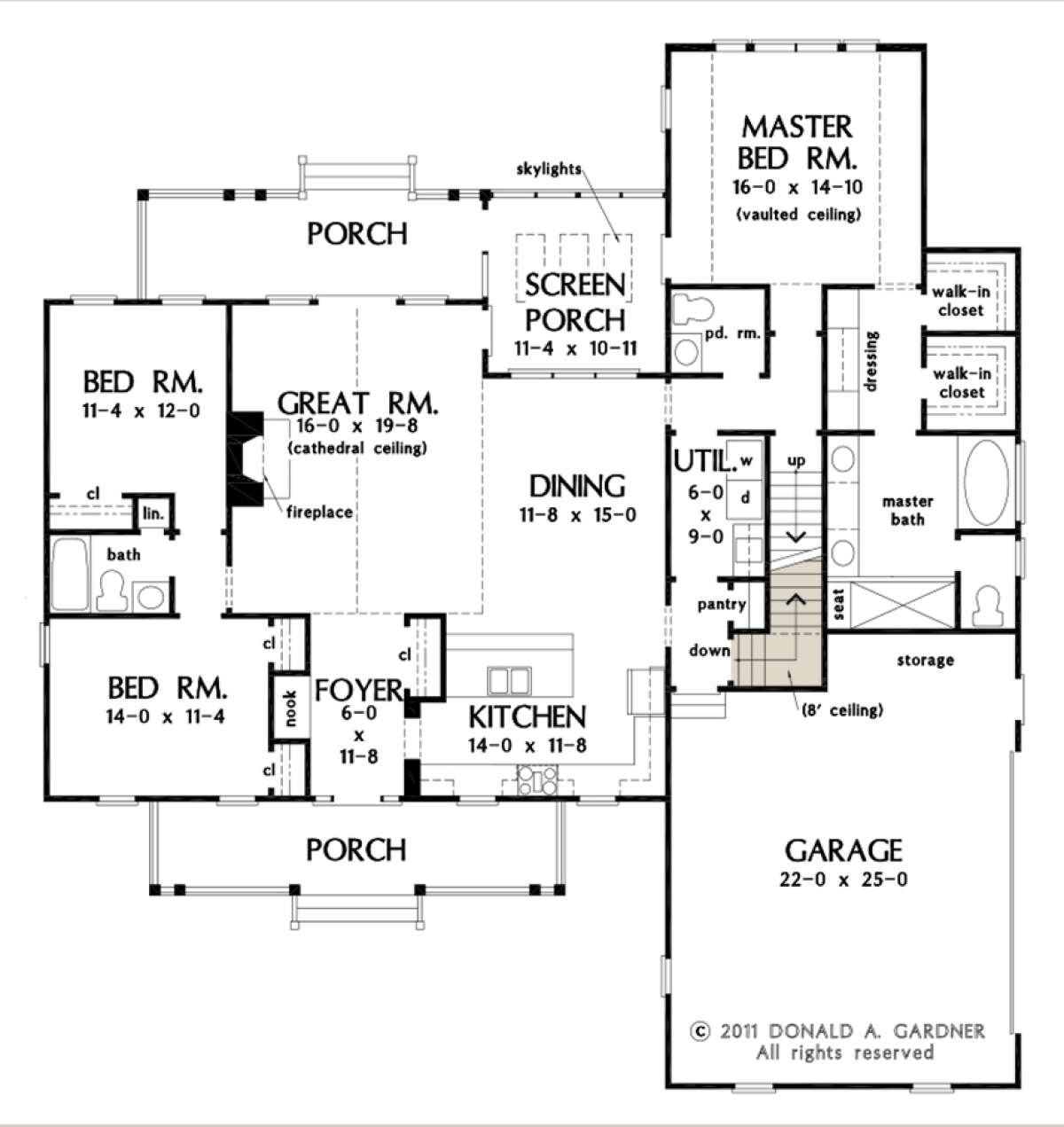 Main Floor w/ Basement Stair Location for House Plan #2865-00063