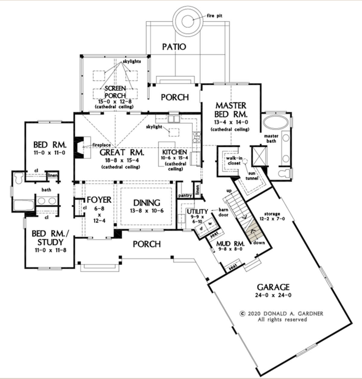 Main Floor w/ Basement Stair Location for House Plan #2865-00065