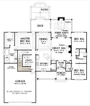 Main Floor w/ Basement Stair Location for House Plan #2865-00066