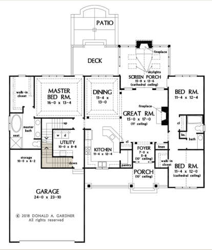 Main Floor w/ Basement Stair Location for House Plan #2865-00066