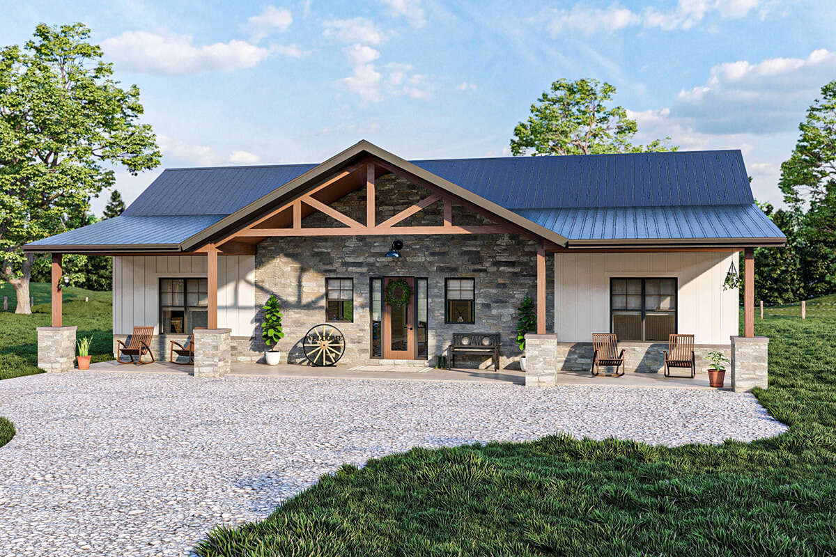 Barn Plan: 1,695 Square Feet, 3 Bedrooms, 2 Bathrooms - 963-00644
