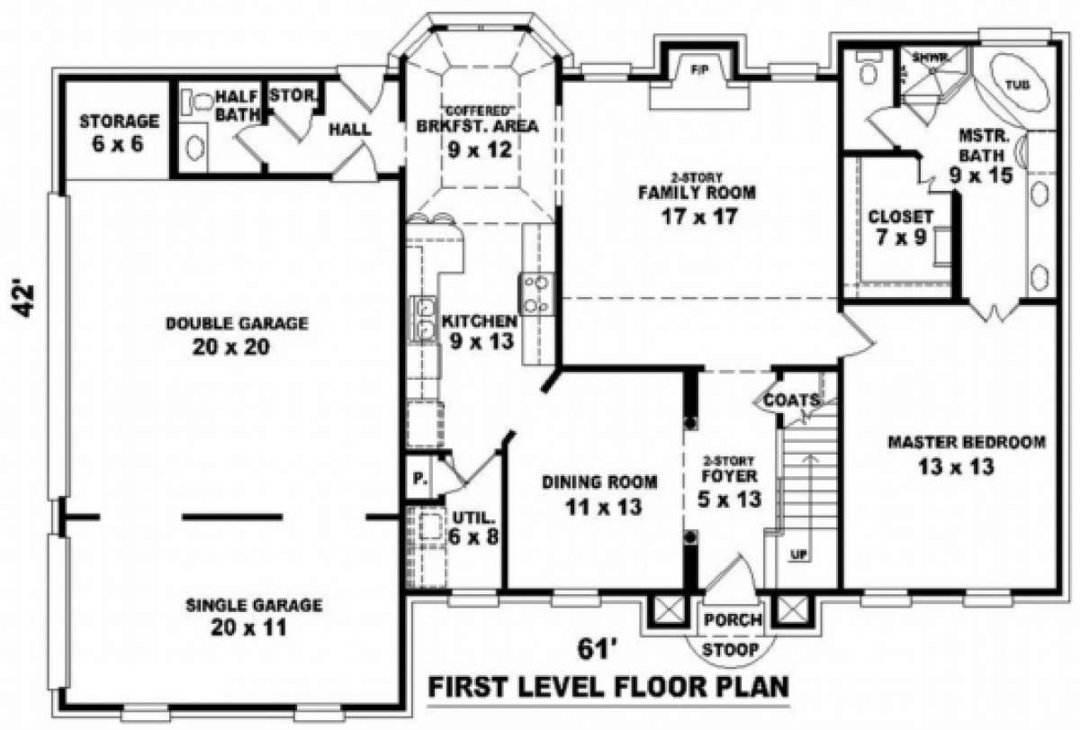 Floorplan 1 for House Plan #053-00351