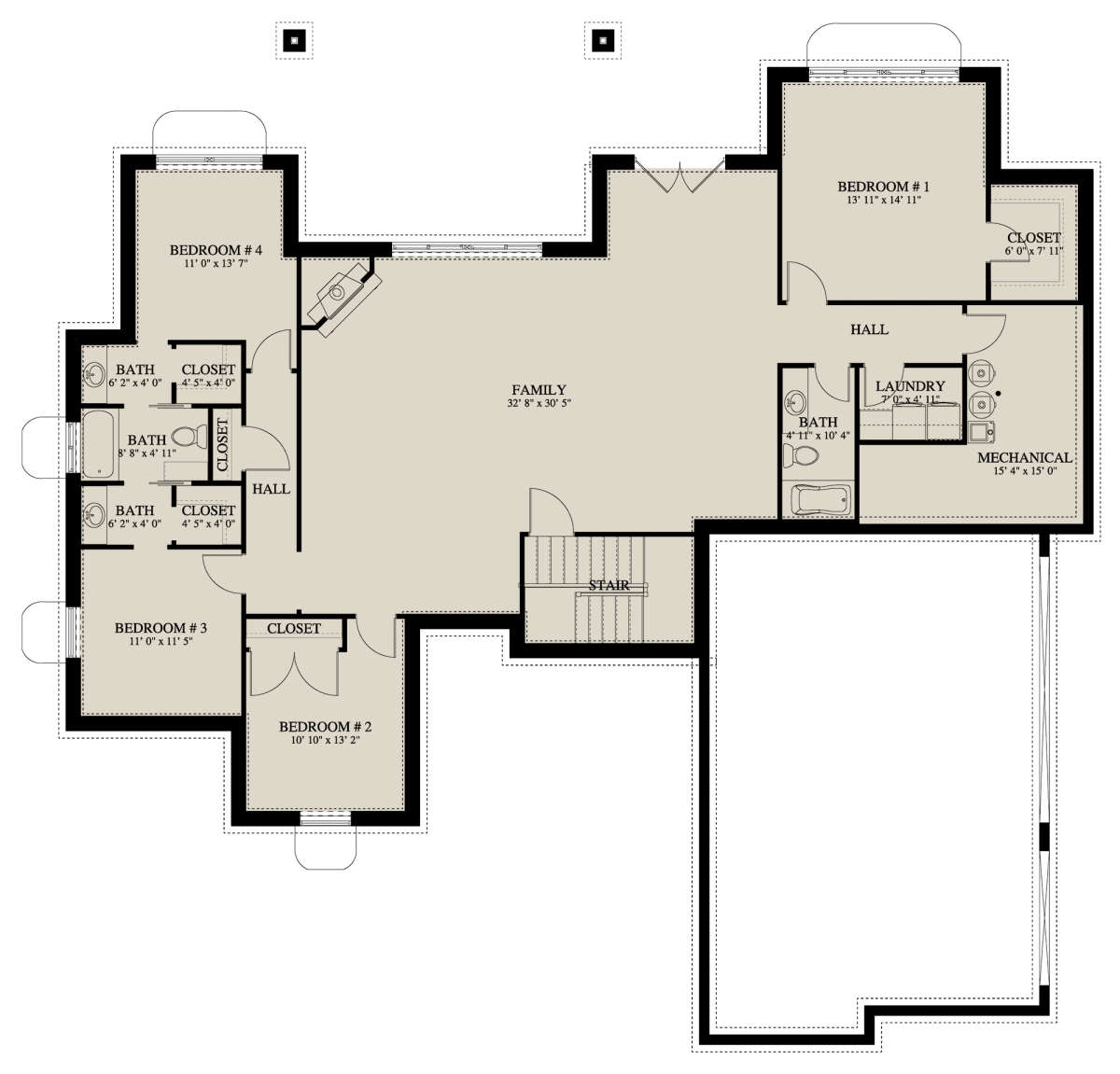 Basement for House Plan #2802-00143