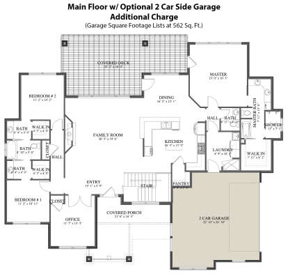 Main Floor w/ Optional 2 Car Side Garage for House Plan #2802-00143
