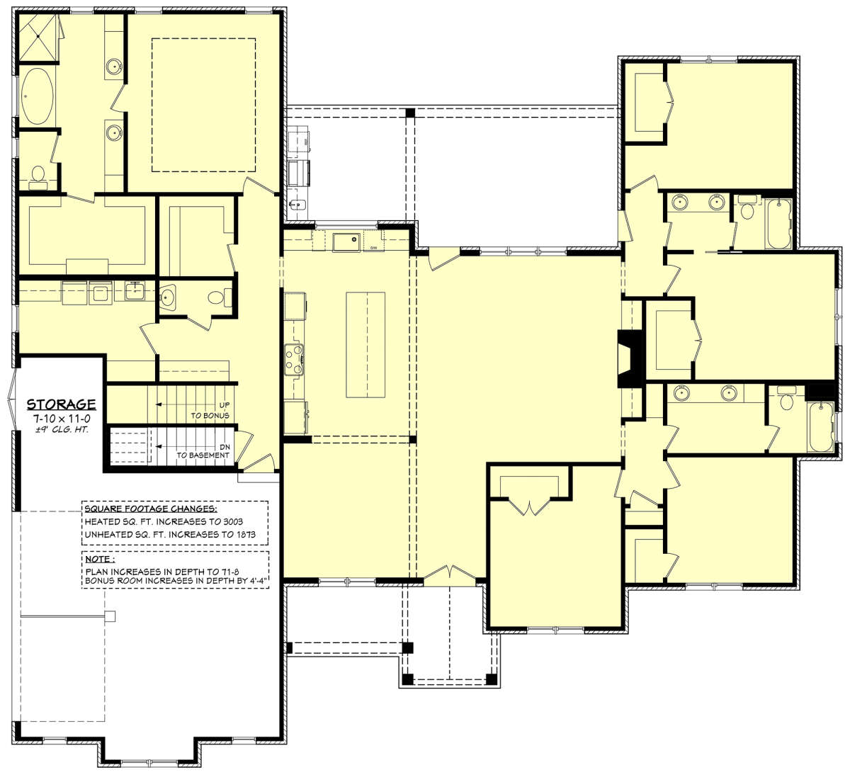 Main Floor w/ Basement Stair Location for House Plan #041-00270