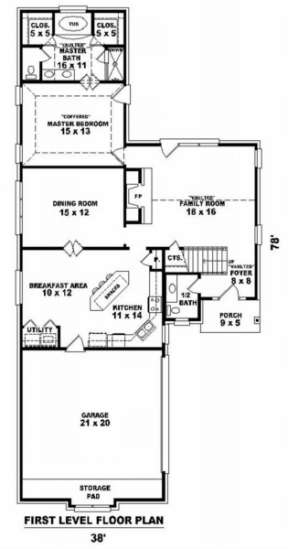 Floorplan 1 for House Plan #053-00357