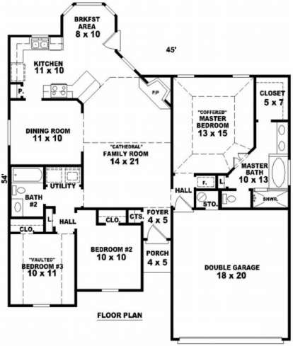 Floorplan 1 for House Plan #053-00358